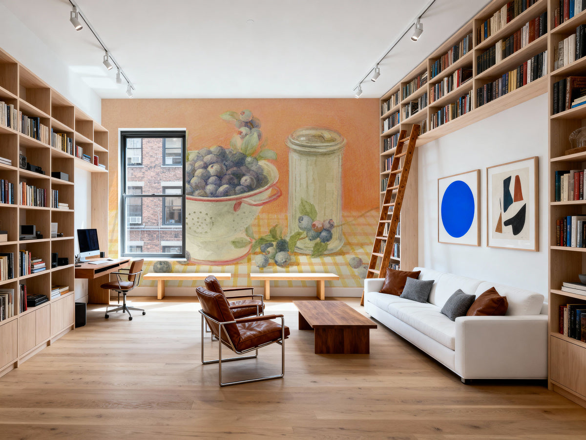 Fresh Picked Blueberries Mural Wallpaper - room preview 03