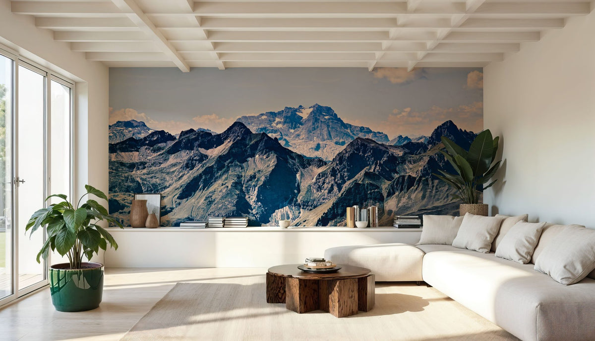 Vintage Look Mountain Top Mural Wallpaper - room preview 03