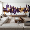 Dijon France Skyline Purple & Gold Mural Wallpaper - room preview 03