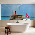 Lake Geneva Paddle Steamer Mural Wallpaper - room preview 03