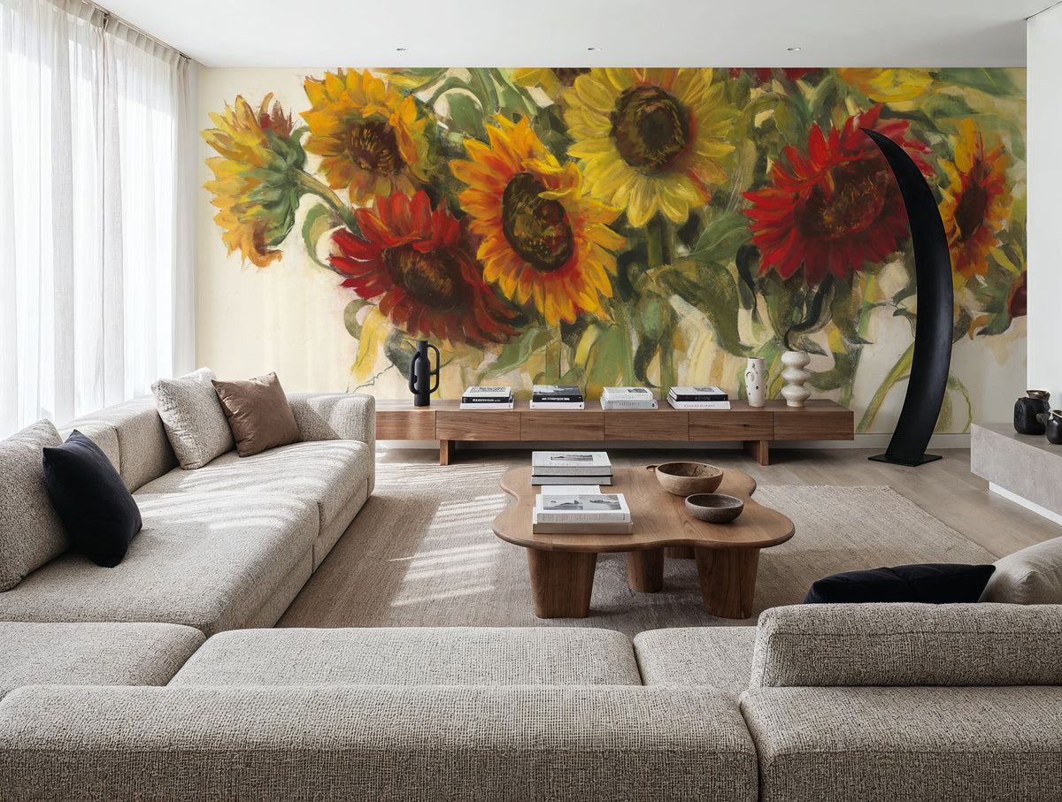 Gathering Sunflowers Mural Wallpaper - room preview 03