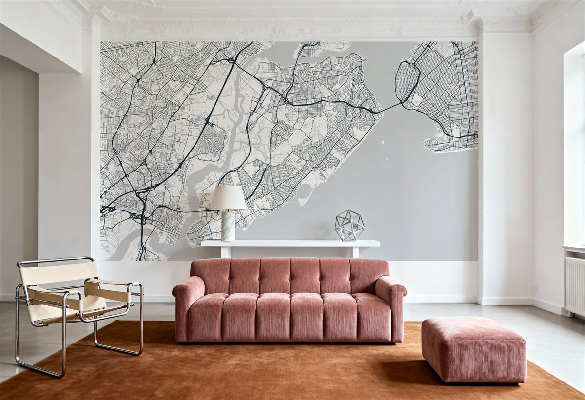 Map of Staten Island Mural Wallpaper - room preview 03