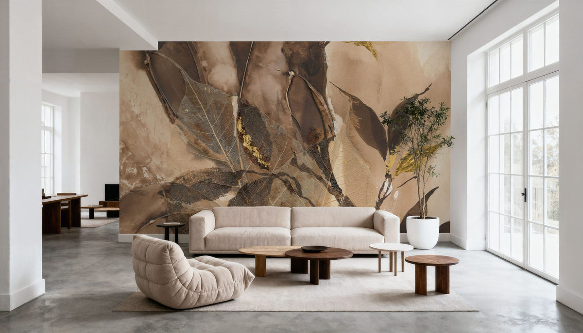Gilded Leaf Collage II Mural Wallpaper - room preview 03