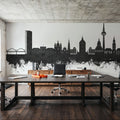 Mannheim Germany Skyline Black & White Mural Wallpaper - room preview 03