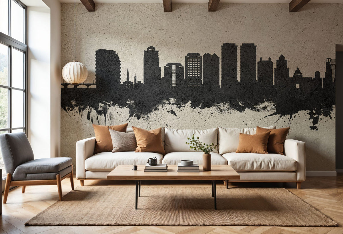 West Palm Beach Florida Skyline Concrete Mural Wallpaper - room preview 03