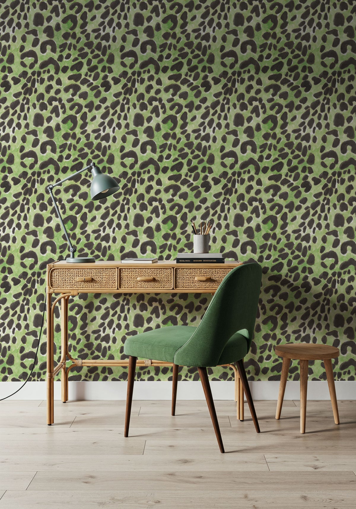 Summer Paws Green Mural Wallpaper - room preview 03