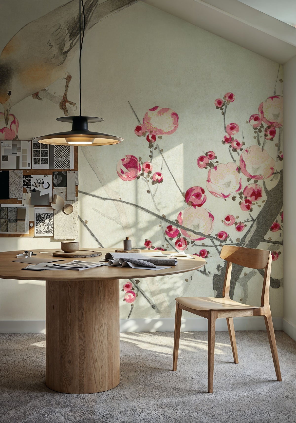 Songbird on Blossom Branch Mural Wallpaper - room preview 03