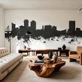 Wichita Kansas Skyline Black & White Mural Wallpaper - room preview 03