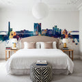 Telford England Skyline Blue & Bronze Mural Wallpaper - room preview 03