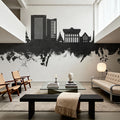 Yaoundé Cameroon Skyline Black & White Mural Wallpaper - room preview 03