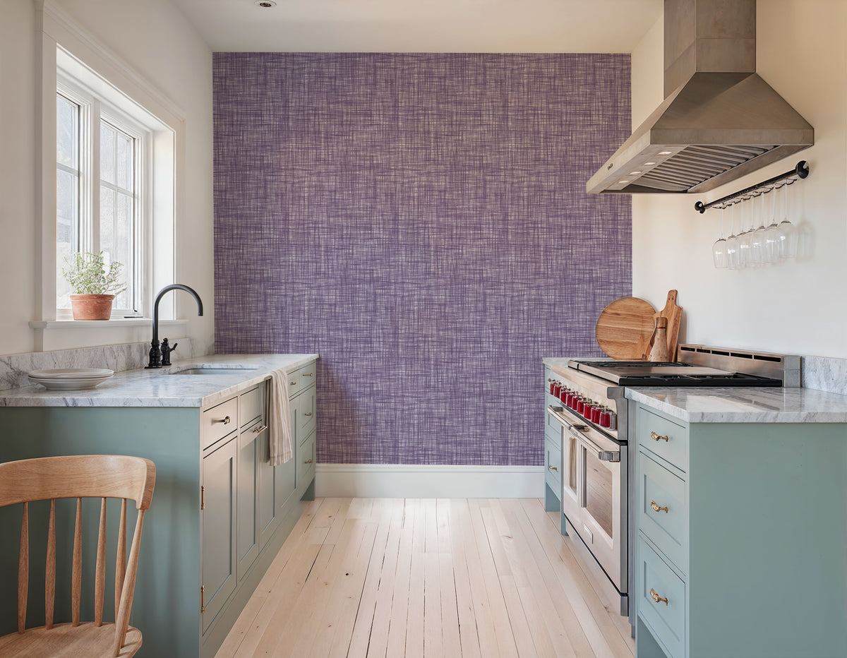 Mottled Linen Effect, Grape Mural Wallpaper - room preview 03