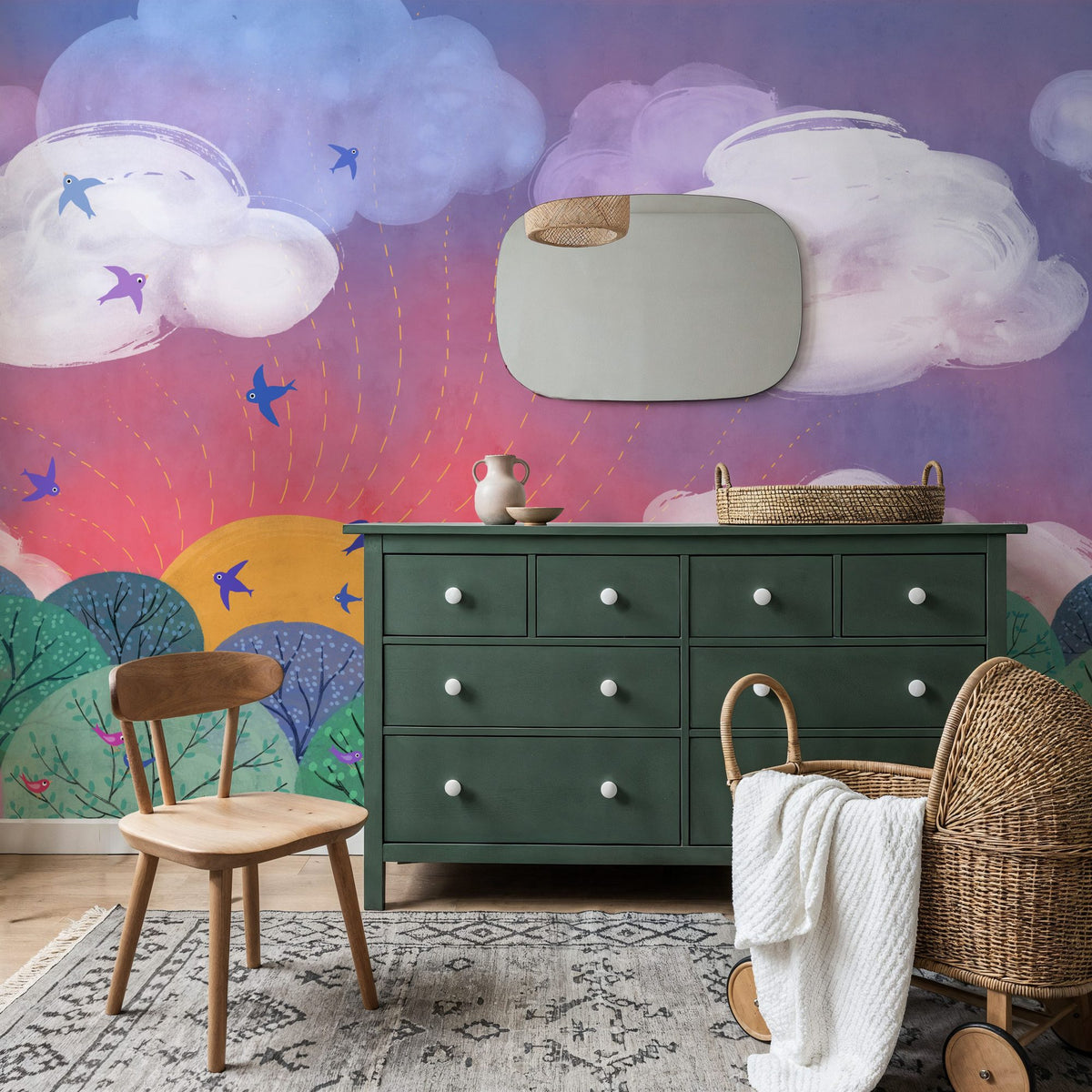 Sunset Landscape Mural Wallpaper - room preview 03