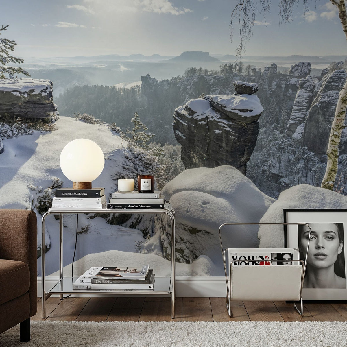 Swiss Winter Mural Wallpaper - room preview 03