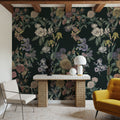 Floral Gaze, Dark Green Mural Wallpaper - room preview 03