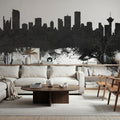 Vancouver Canada Skyline Black & White Mural Wallpaper - room preview 03
