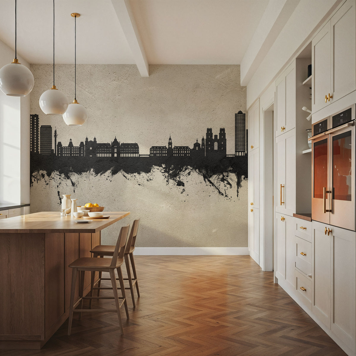 Rennes France Skyline Concrete Mural Wallpaper - room preview 03