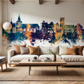 Maldon England Skyline Blue & Bronze Mural Wallpaper - room preview 03