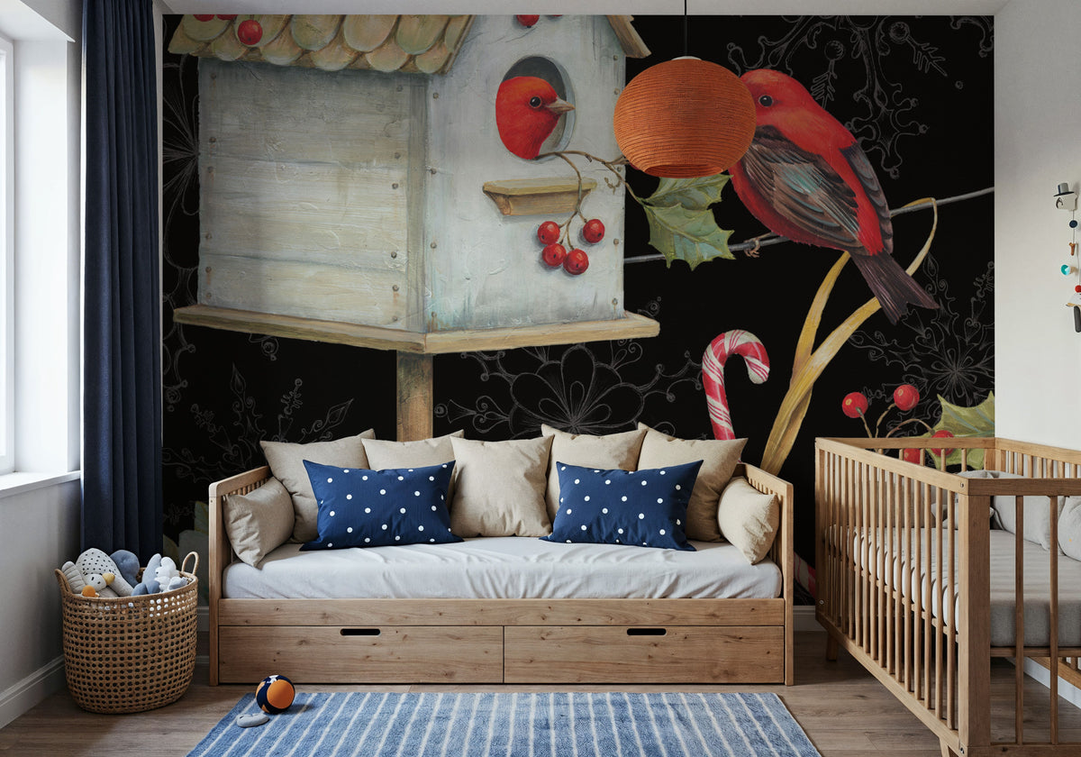 Holiday Wings VI Dark Mural Wallpaper - room preview 03