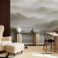 Foggy Mountains, Sepia Mural Wallpaper - room preview 03