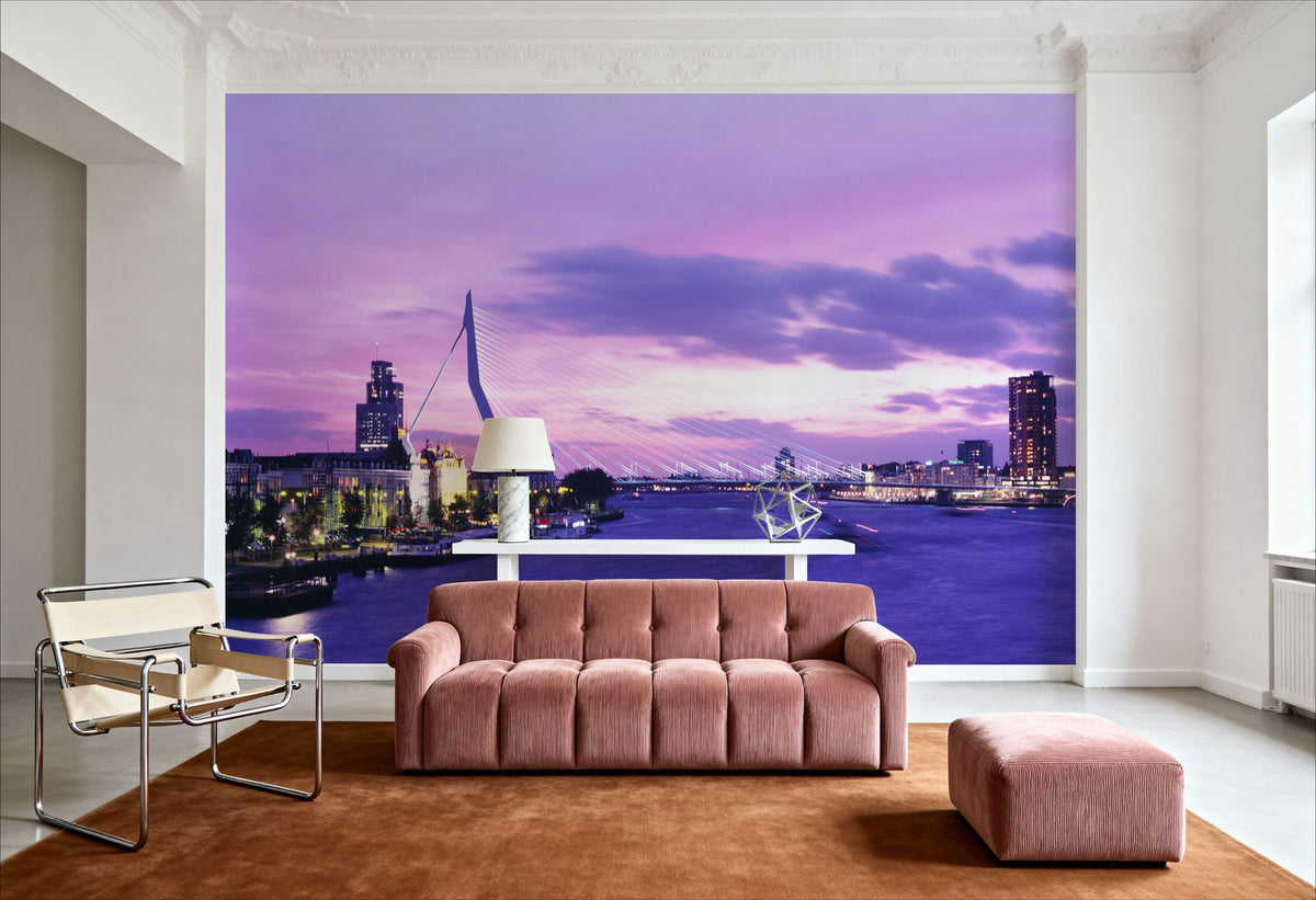 Urban Twilight Bridge Mural Wallpaper - room preview 03
