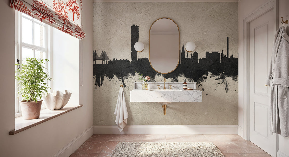 Malmö Sweden Skyline Concrete Mural Wallpaper - room preview 03