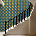 Pineapple Paradise Blue Mural Wallpaper - room preview 03