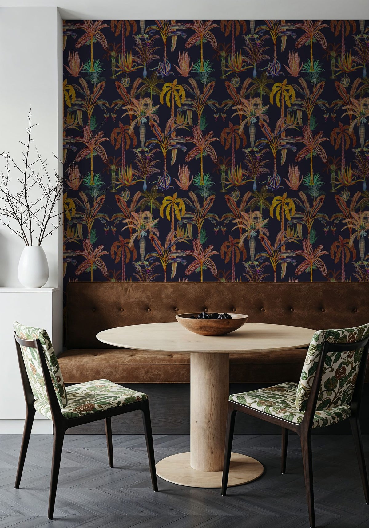 Statement Palms Petite, Midnight Mural Wallpaper - room preview 03