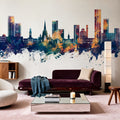 Salford England Skyline Blue & Bronze Mural Wallpaper - room preview 03