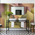 Chalky Geometrica, Spring Green & Rose Mural Wallpaper - room preview 03