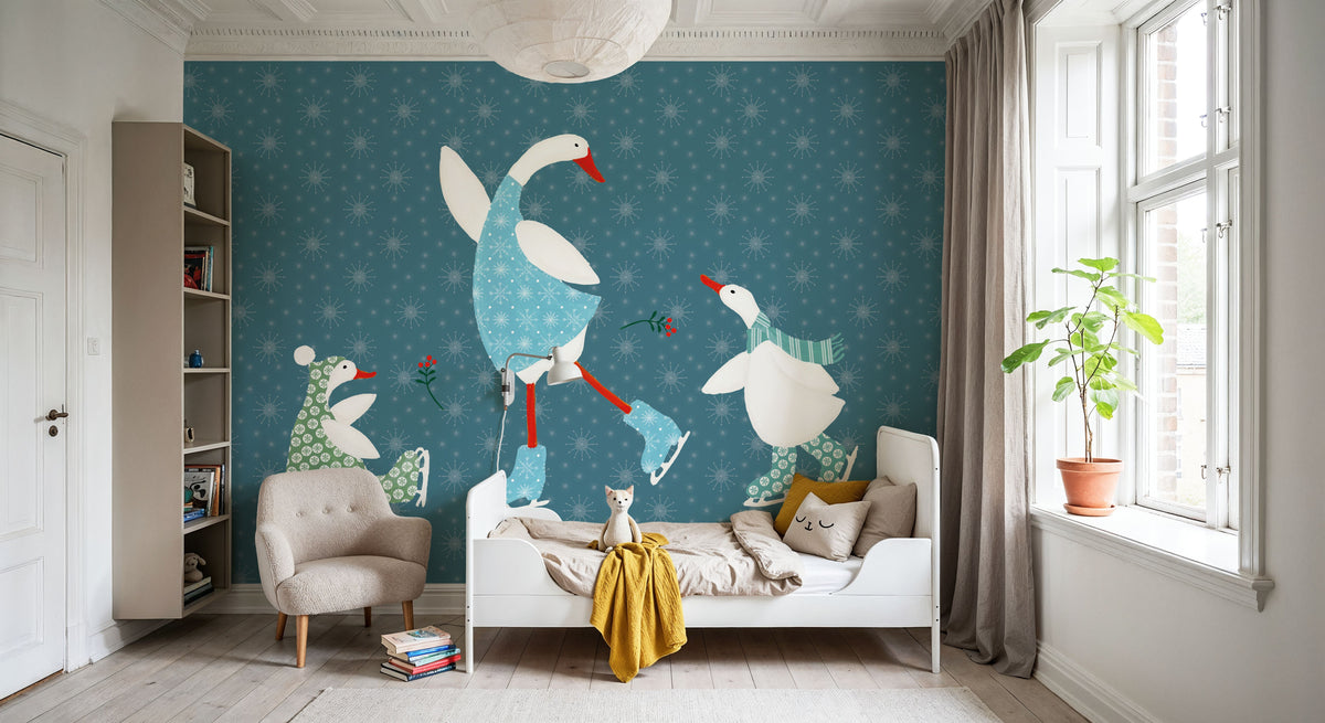 Ducks in the Snow VI Mural Wallpaper - room preview 03