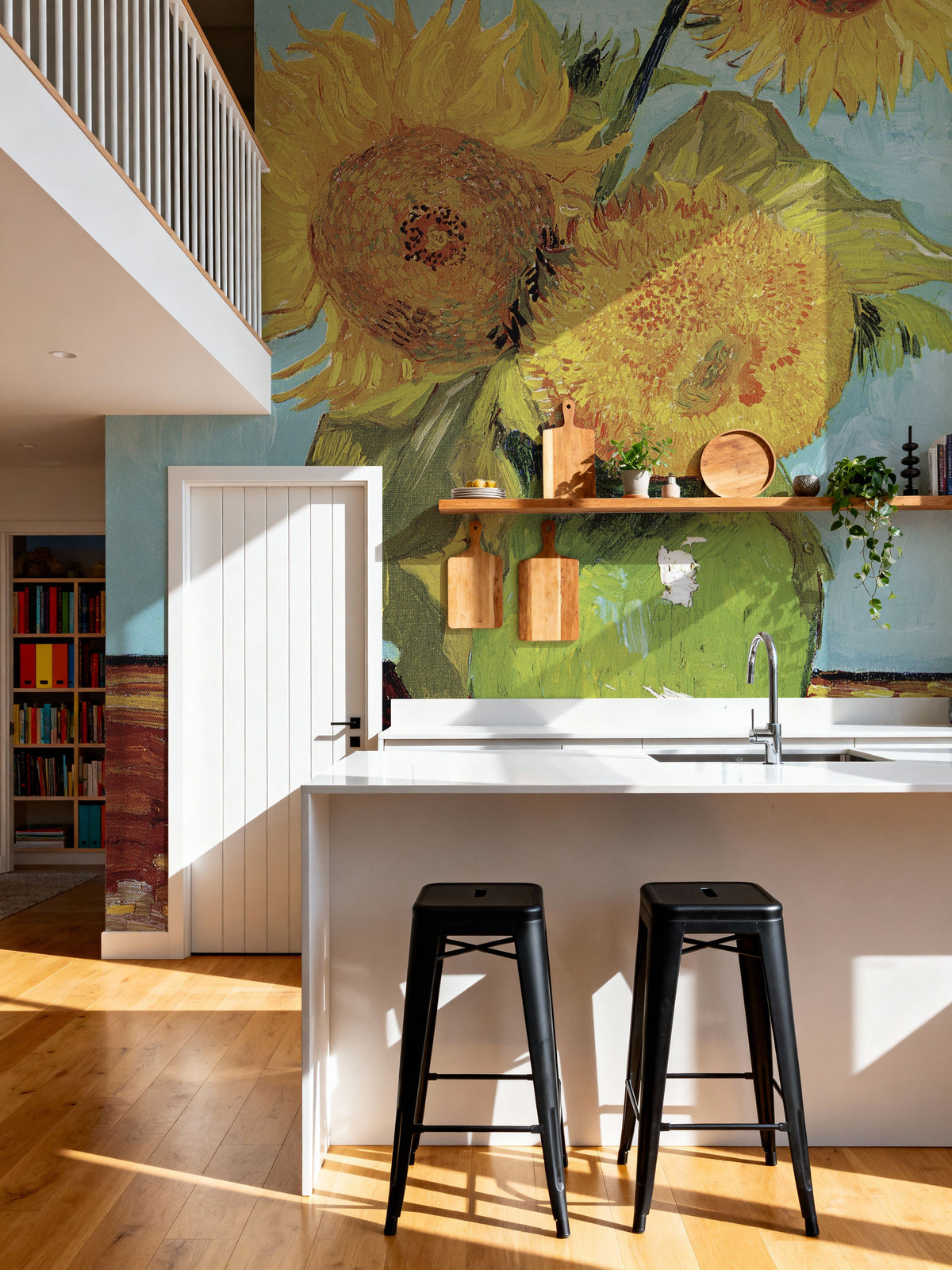 Vase with Three Sunflowers Mural Wallpaper - room preview 03