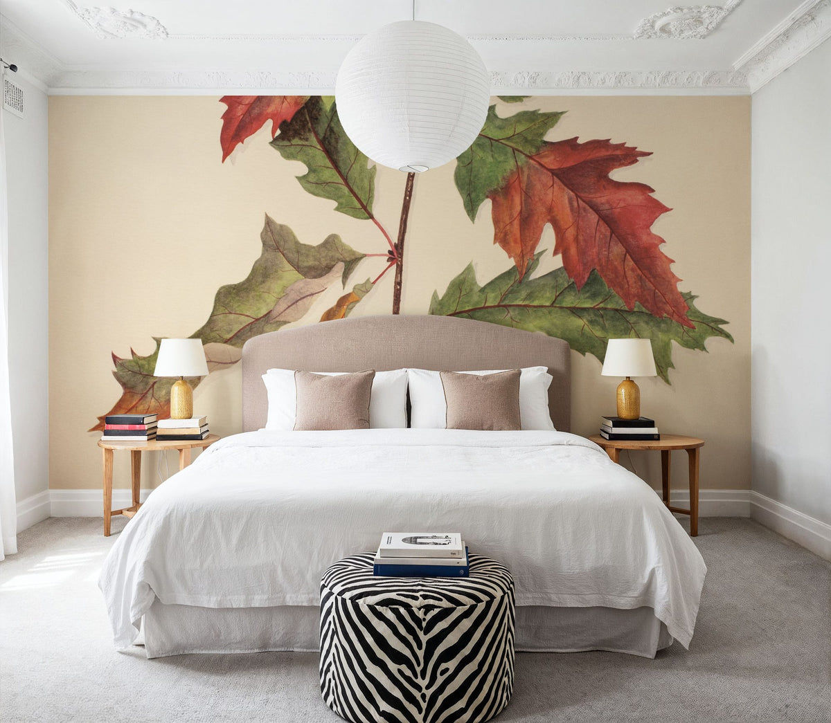 Fall Leaves I Muted Mural Wallpaper - room preview 03
