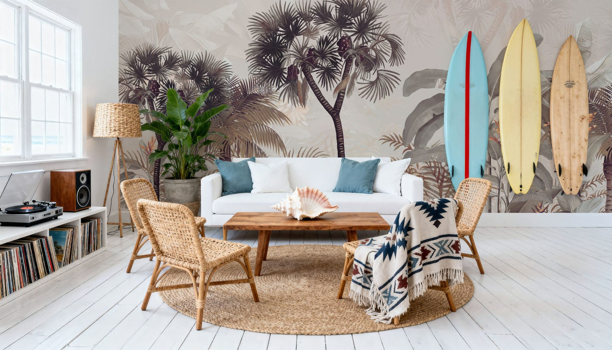 Tropical Forest Strolls Yellow Mural Wallpaper - room preview 03