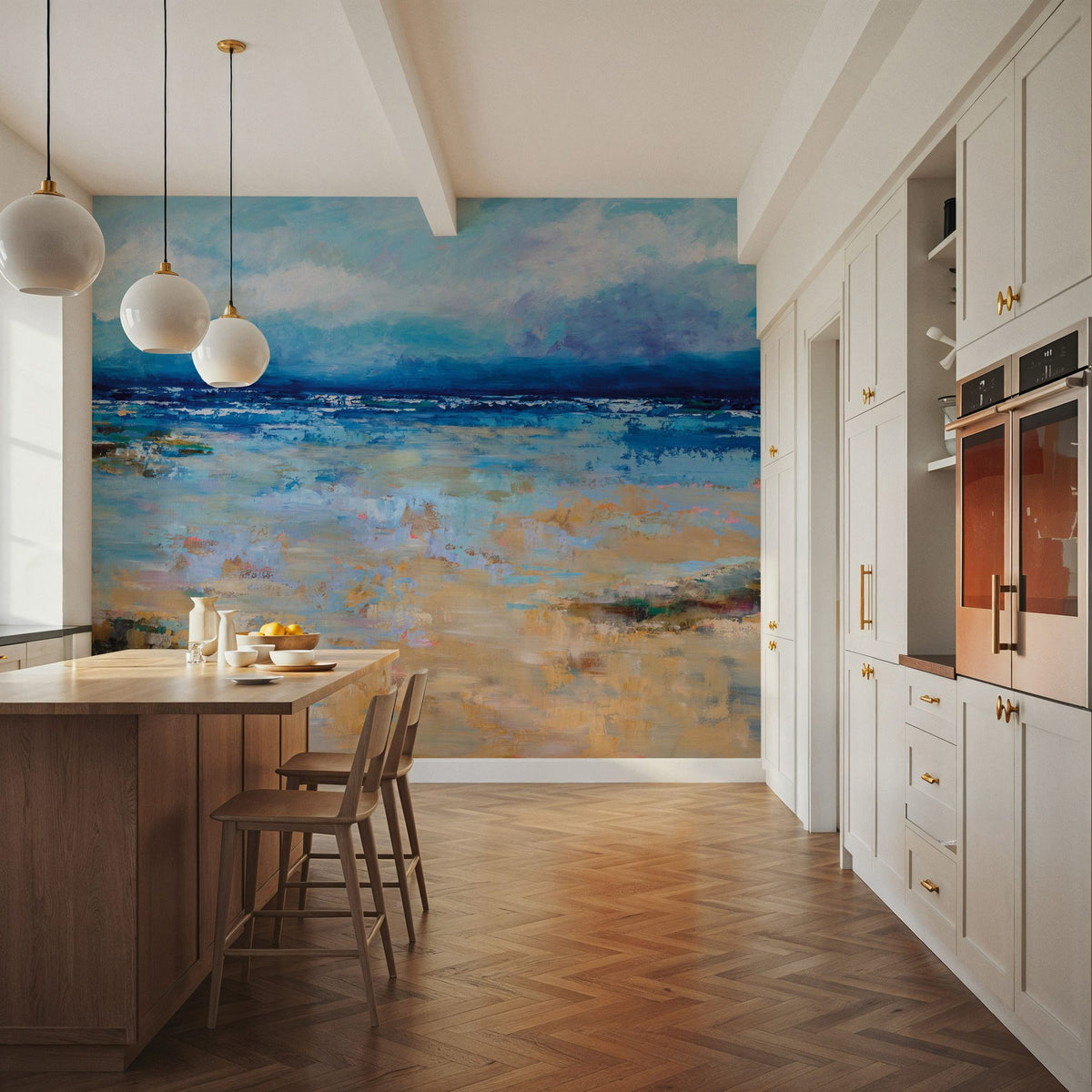 East Beach Mural Wallpaper - Blue Tone - room preview 03