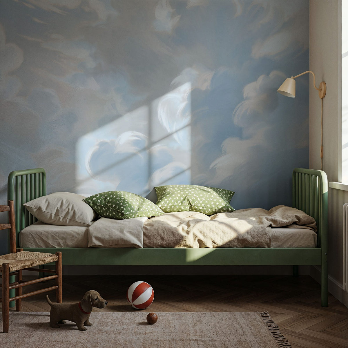 Clouding, Baby Blue Mural Wallpaper - room preview 03