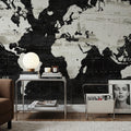 World Map Black Mural Wallpaper - room preview 03