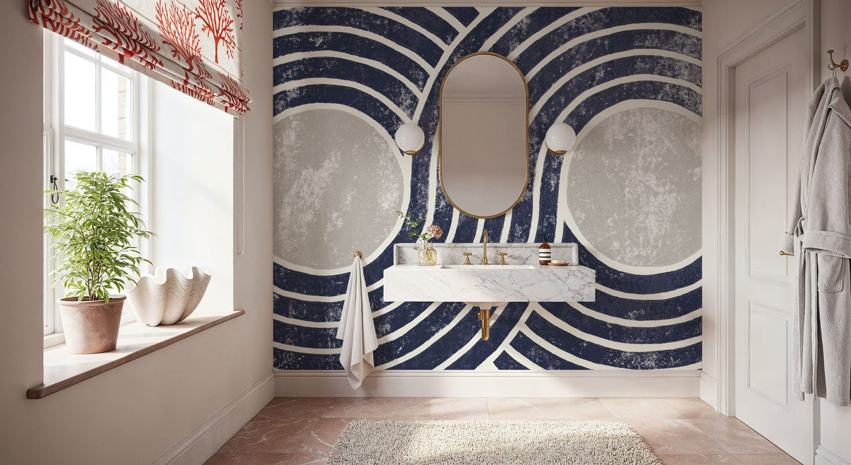 Over the Rainbow II Navy Gray Mural Wallpaper - room preview 03