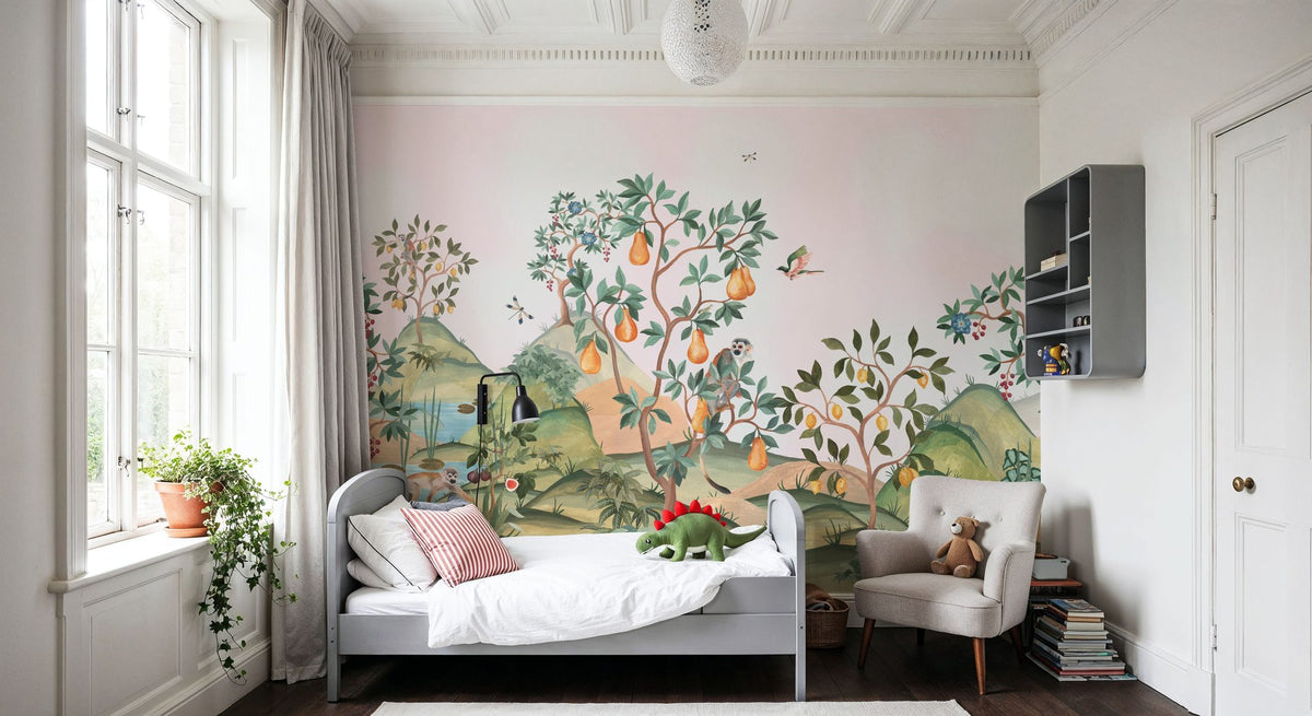 Orchard Reverie, Soft Pink Mural Wallpaper - room preview 03