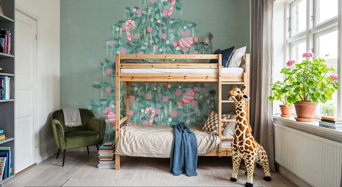 Candy Store Christmas Tree Mural Wallpaper - room preview 03
