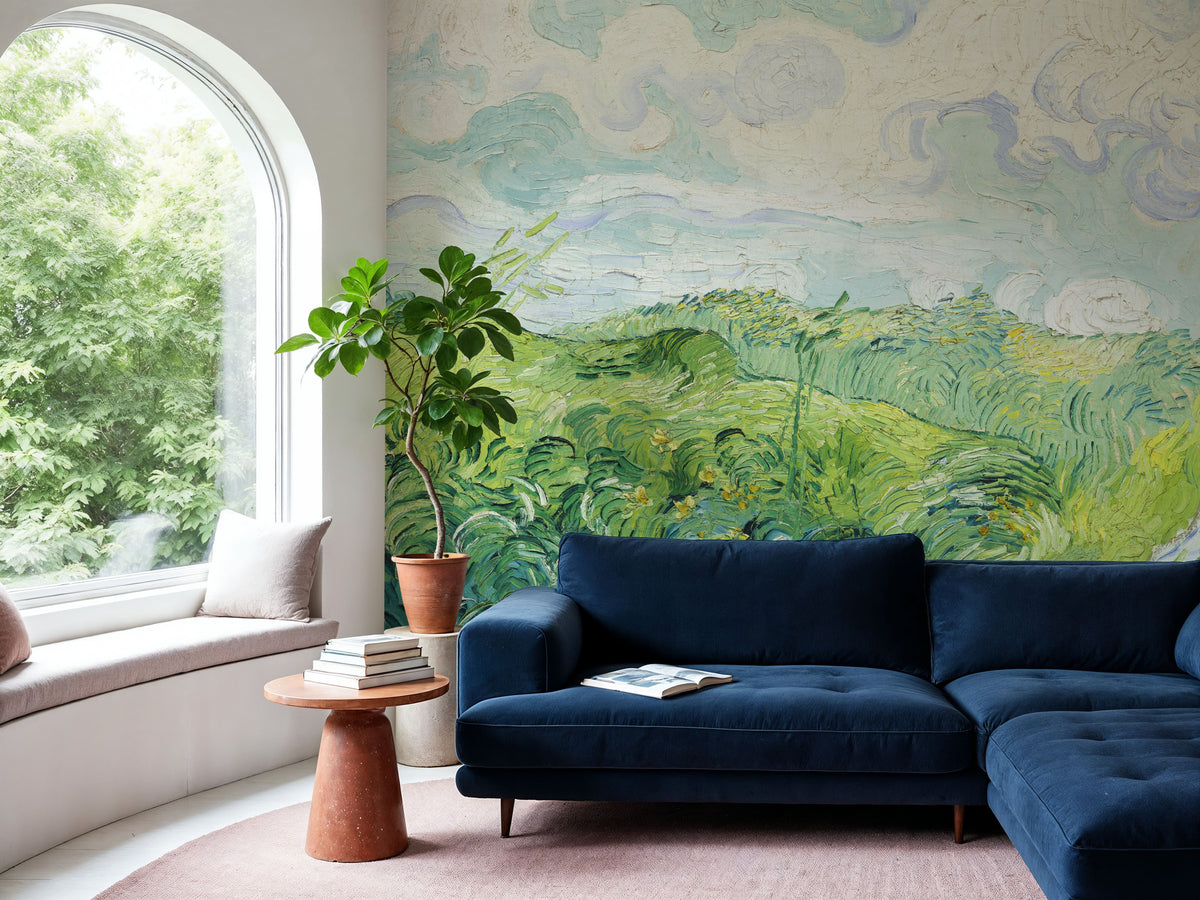 Green Wheat Fields, Auvers Mural Wallpaper - room preview 03