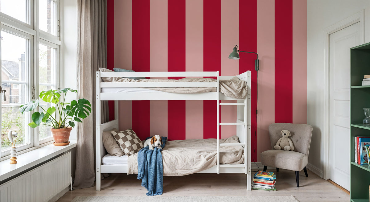 Circus Stripes, Red & Pink Mural Wallpaper - room preview 03