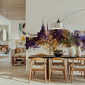 St Petersbug Russia Skyline Purple & Gold Mural Wallpaper - room preview 03