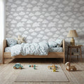 Cloudy Thoughts Gray Mural Wallpaper - room preview 03