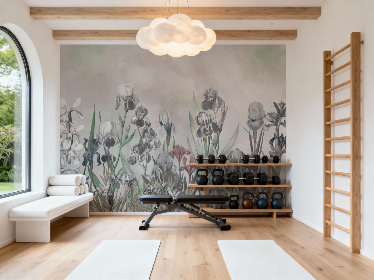 Iris Field Greenish Mural Wallpaper - room preview 03