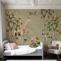 Whimsical Wildlife Sage Mural Wallpaper - room preview 03
