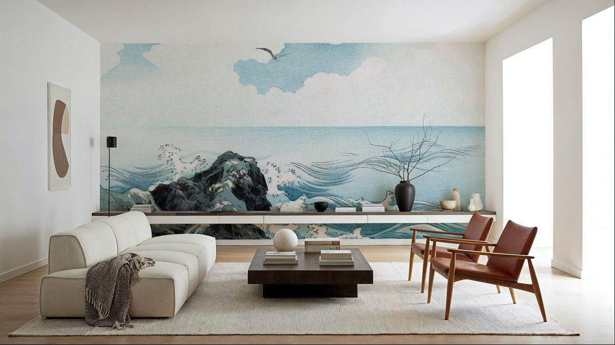 Kojima Island, Japanese Woodcut Mural Wallpaper - room preview 03