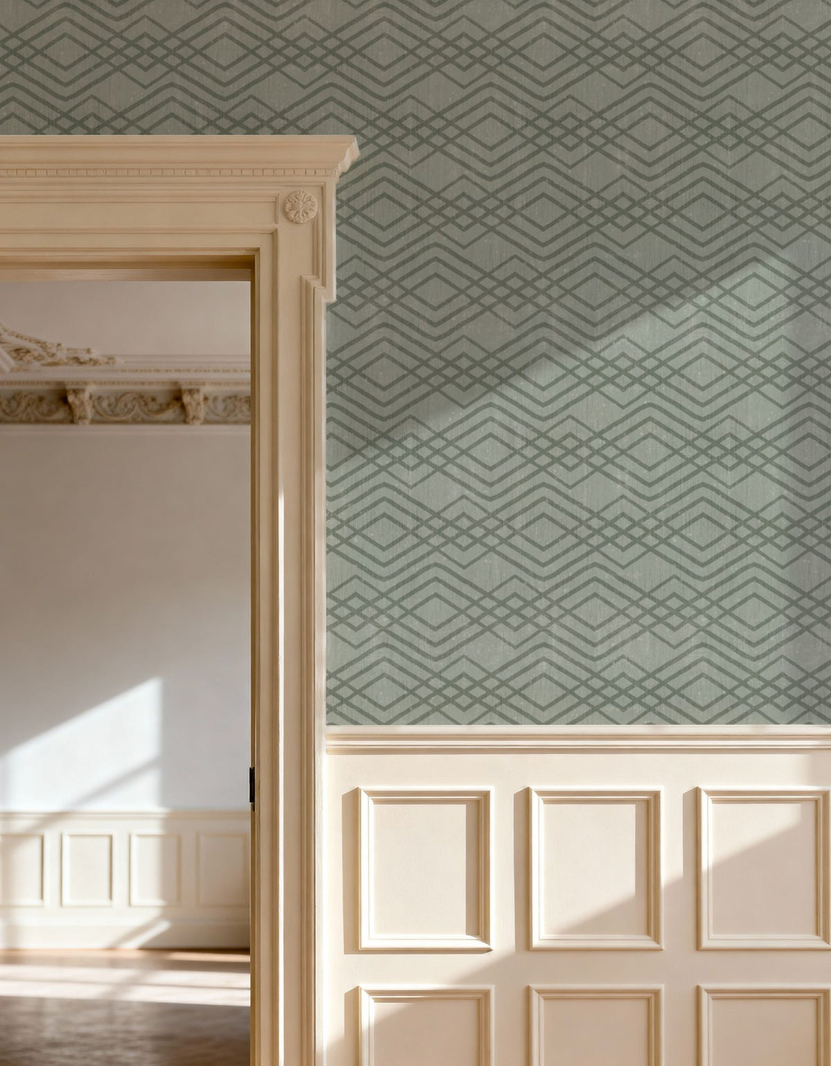 Woodland Waves Gray Mural Wallpaper - room preview 03