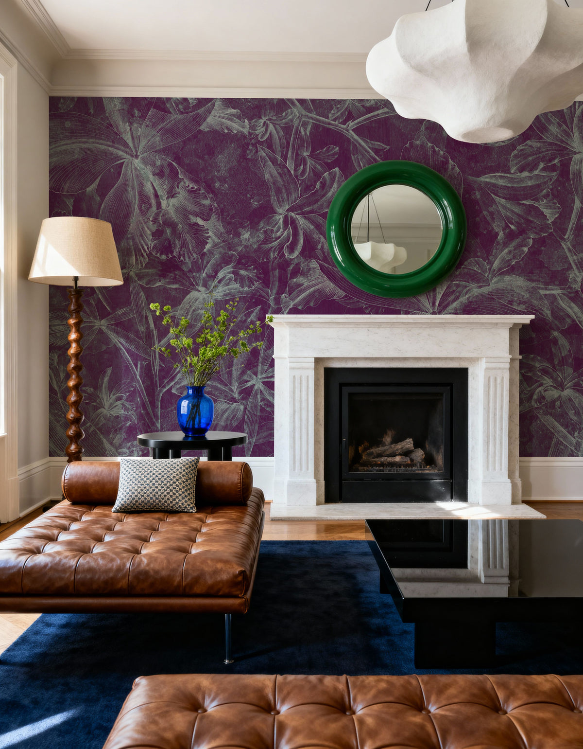 Orchids Sketch Mural Wallpaper - Colorful Tone - room preview 03