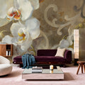 White Orchid Mural Wallpaper - room preview 03