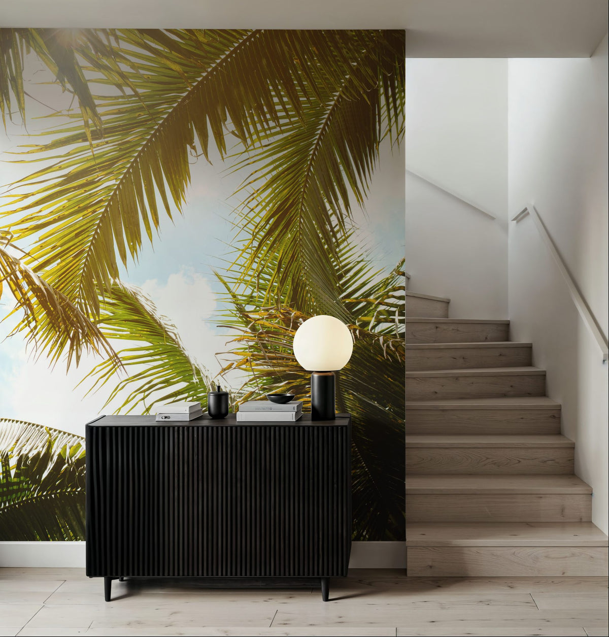 Looking Through Palm Leaves Mural Wallpaper - room preview 03